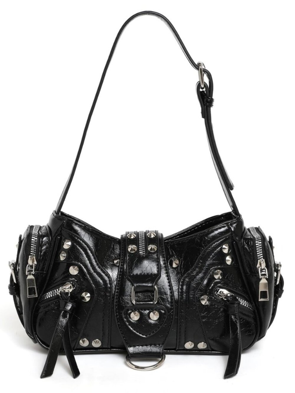 Y2k Shoulder Bag Women Small Buckle Hobo Bag Studded Gothic Purse